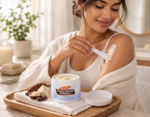 Palmer's Cocoa Butter Formula Body Butter for Rough Dry Skin 100g with Cosmetic Spatula – Deep Moisturising Cream with Vitamin E – Silky Smooth Skin Hydration — view 4