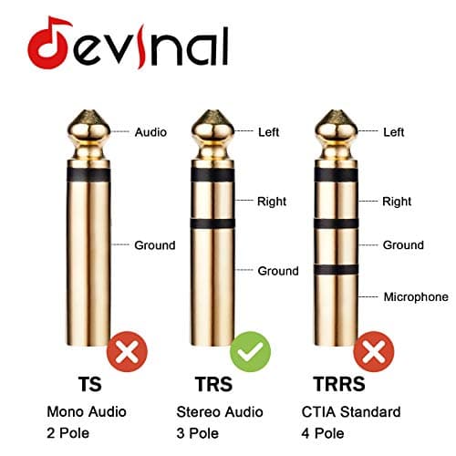 Devinal 5FT 1.5M 6.35mm to 3.5mm Adapter, Female TRS Headphone Audio Jack Converter, Quarter Inch to Mini Stereo Plug Gold-Plated Connector Stereo Cord for Speaker Guitar Headphones — view 6