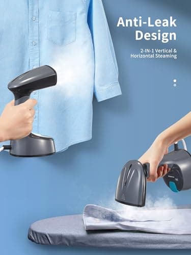 Reemix Steamer for Clothes, Folding Handheld Design Garment Wrinkles Remover, 20g/min Strong Penetrating Steam, 25-Sec Fast Heat-up, for Home, Office and Travel (dark gray) — view 4