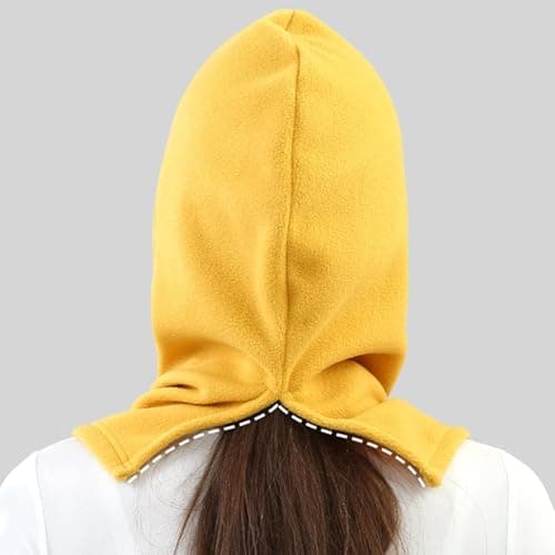 1PC Balaclava Hoodie Hat for Women - Winter Fleece Drawstring Hood Scarf - Neck Cover for Cycling Skiing Travel Daily Wear - Yellow — view 6
