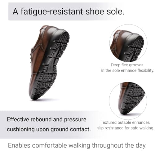 Poerkan Men's Lightweight Business Sneakers - Arch Support, Odor-Resistant & Anti-Fatigue for All-Day Walking | Physical Therapist Recommended Brown — view 5