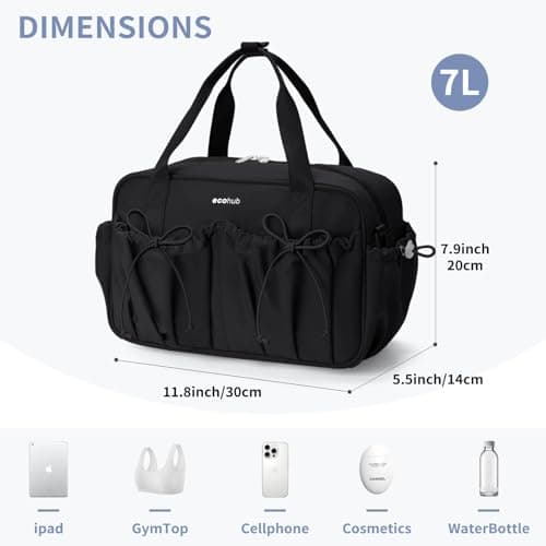 ECOHUB Small Gym Bag for Women, Mini Sports Bag with Wet Compartment Black — view 5