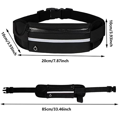 Running Belt with,Sweatproof waistpacks with,Running Belt Waist Pack with,Adjustable with Reflective Strips,with Headphone Jack,Perfect for Running and Outdoor Activities(Black) — view 2