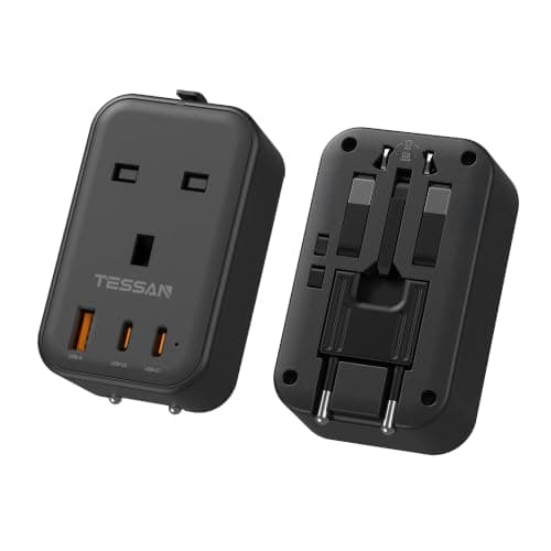 TESSAN UK to Universal Travel Adapter, 1 Pack, Black