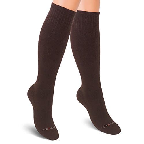 SocksLane Cotton Compression Socks 15-20 mmHg Class 1 Support Knee-High (Brown, Small-Medium)