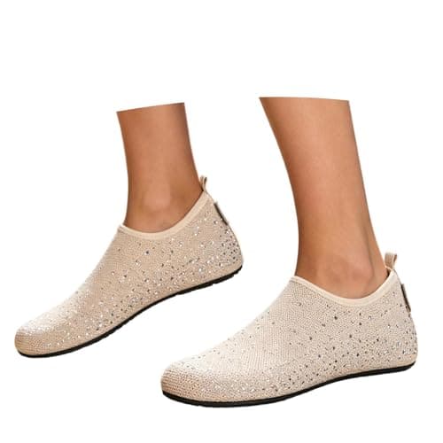 Womens Barefoot Water Shoes, Travel House Slippers for Indoor and Outdoor Aqua Socks for Beach, Swim, Surf, Yoga, Dancing, Camping Must Haves (Beige,5.5) — view 5