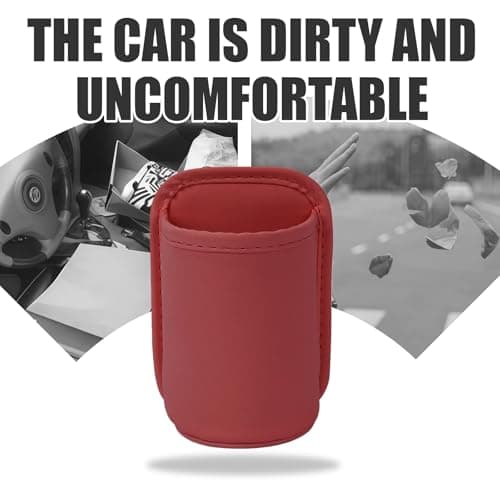Auroriel 2 Piece Car Cup Holder, Backseat Clip, Large Cup and Bottle Holder, Multifunctional Door Pocket, Storage Organizer, Red PU Leather — view 6