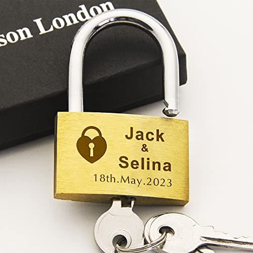 Personalised Padlock Engraved Padlock Love Lock Personalised Locks for Her Him Girls Couples Lover Anniversary Wedding Gifts for Christmas Large Love Lock for Travel Trip Valentines9(Design 1) — view 4