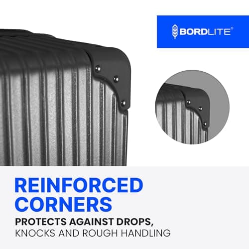 Bordlite 24 Inch Medium Suitcase (65x41x25cm) Lightweight ABS Hard Shell Checked Luggage – Durable Travel Case with 360 Spinner Wheels, Telescopic Handle & Combination Lock – Black — view 6