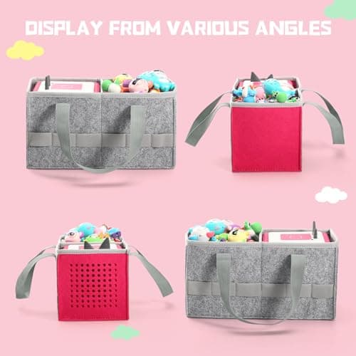 OUKNAK Travel Felt Carrying Case & Storage Bag for Toniebox/Tonies(Pink) — view 3