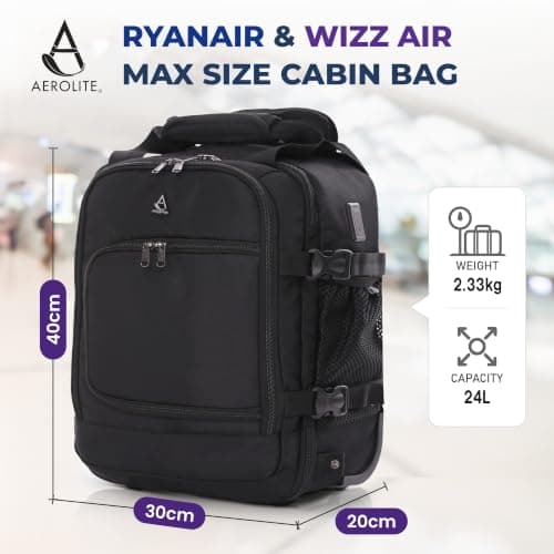 Aerolite Premium 40x30x20 Ryanair & Wizz Air 2 Wheel Trolley Backpack Bag — view 3