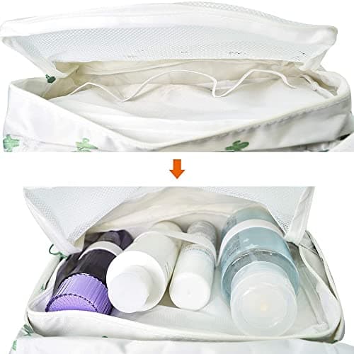 Travel Toiletry Bag Hanging Wash Bag Portable Women Girls Cosmetic Makeup Organizer with Waterproof Drawstring Bag Bathroom Shower Bag for Business Trip, Gym, Vacation & Household (Cactus) — view 4