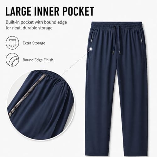 Fjquamitix Men's Trousers, Mens Hiking Trousers & Mens Walking Trousers for Men, Quick Dry Stretch Lightweight Outdoor Trousers with Zip Pockets (UK, Numeric, 30, Regular, Regular, Navy-Blue) — view 4