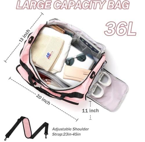 MAXTOP Travel Duffle Bag for Women Carry On Tote Weekender Overnight Bag Large Capacity Duffel Bag with Shoe Compartment,Gym Tote Bag with Dry and Wet Separation — view 3