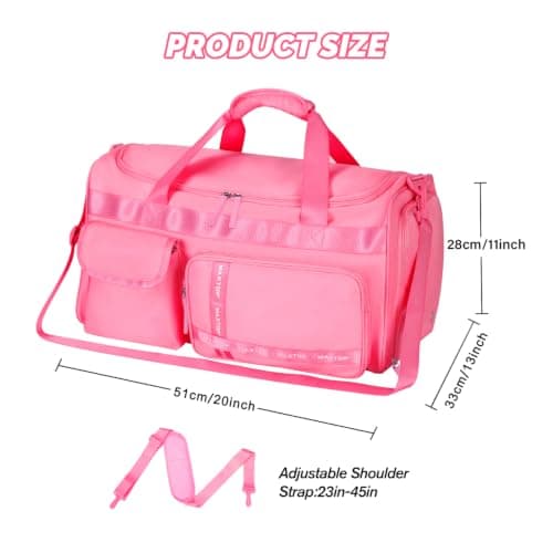 MAXTOP Travel Duffle Bag for Women Carry On Tote Weekender Overnight Bag Large Capacity Duffel Bag with Shoe Compartment,Gym Tote Bag with Dry and Wet Separation Rose — view 6
