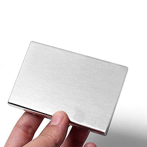 Doutop Credit Card Holder Card Wallet RFID Blocking Brushed Stainless Steel Bank ID Card Holder Case Box Pocket Purse for Men Women — view 2