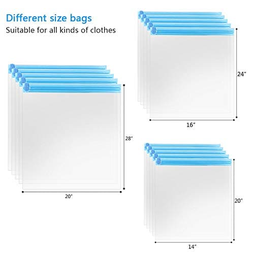 10Pack Travel Space Saver Bags (4 x S, 3 x L, 3 xL), Reusable KFYM Vacuum Travel Storage Bag, Saves 75% of Storage Space, Roll-Up Compression, No Need For Vacuum Machine Or Pump — view 3