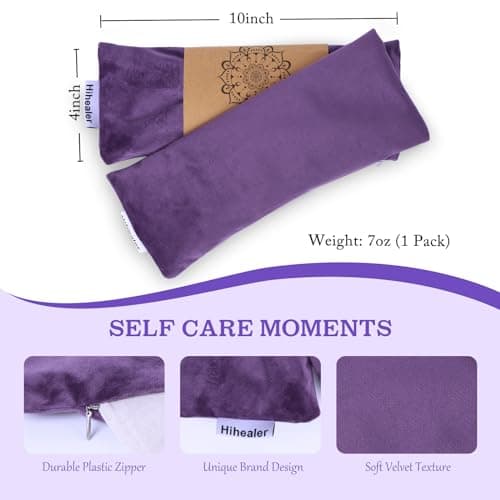 Hihealer Eye Pillow Yoga Meditation Accessories Lavender Aromatherapy Weighted Eye Mask for Sleeping, Yoga, Meditation, Self Care Relaxation Xmas Gifts for Women Mom (Purple * 2) — view 6