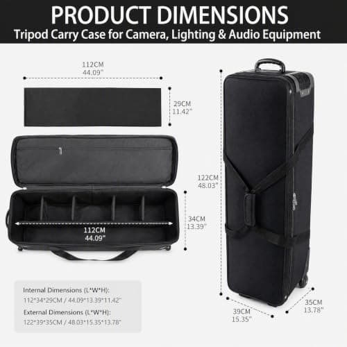 Large Photography Roller Bag Tripod Carrying Case 48"x13.7" | 122cm x 35cm — view 2