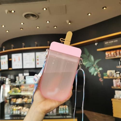 Cute Water Bottle with Straw Hiking Activity City Tour Pink One Size — view 6