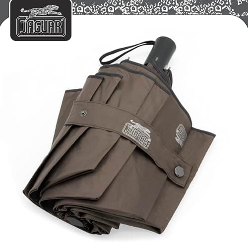 JAGUAR Windproof Folding Umbrella, Mini Pocket Umbrella with Automatic Opening, Travel Umbrella, Keep in the Car Always Ready to Use (Closed Size: Only 28.5cm), dark brown (di moro), 28,5 cm (chiuso) — view 2