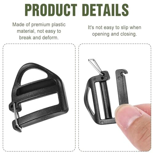HJZHII 12 Pcs Webbing Hook Clip 25mm 1'' Strap Belt Buckle with Open Lock — view 4