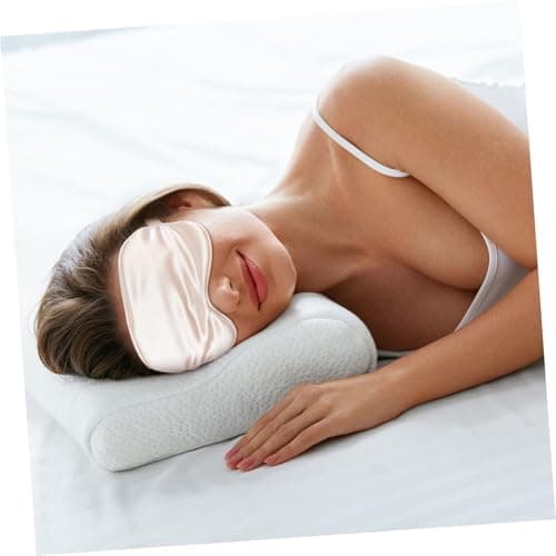 BIUDECO Silk Eye Mask Set with Blindfold, Hairband and Bag, Relieving Stress and Relaxing Muscles, for Travel and Sleep, Beige 3pcs Kit and Dry Eyes — view 3