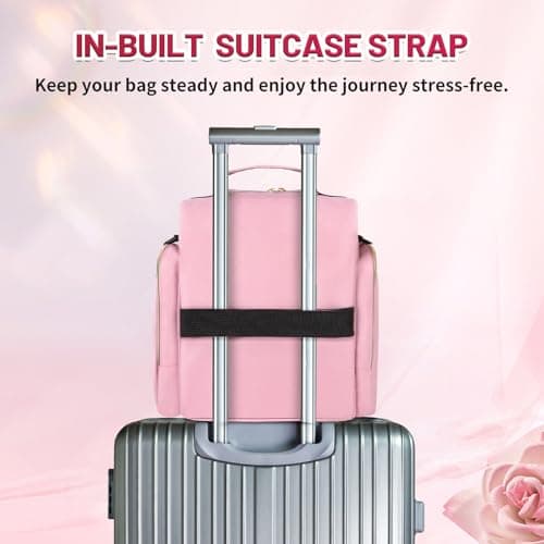 Travel Toiletry Bag for Women, Pink, with 5 Detachable Compartments, Jewelry Organiser Roll, Makeup Cosmetic Organiser — view 5