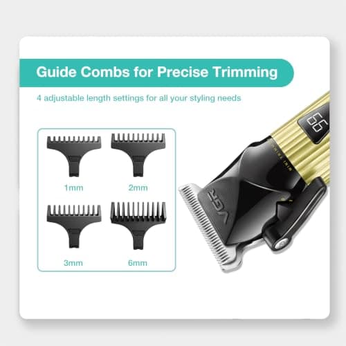 VGR 037 Mini Hair Trimmer for Men with Taper Lever and LED Display, Gold — view 5