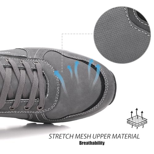 Mens Trainers Casual Shoes with Zip Non Slip Breathable Sneakers Grey — view 3