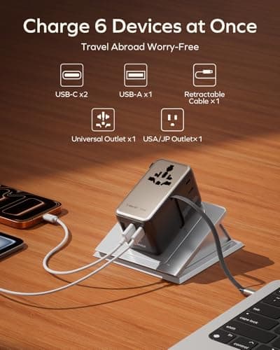 MOMAX Universal Travel Adapter with USBC Cable 100W GaN Travel Plug Adapter — view 2