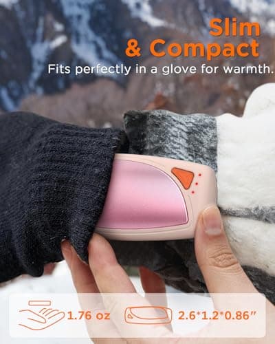 Hand Warmers Rechargeable with Charging Case, 14000mAh Dual-Sided Electric Portable Hand Warmers, Long-Lasting Heat for Cold Hands, Camping, Golf, and Gift for Women & Men - Pink — view 5