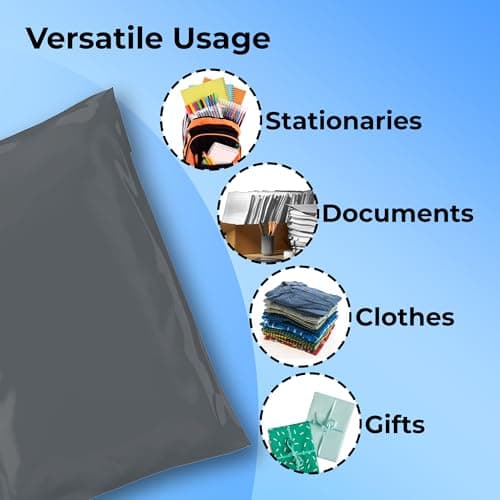 Double Dragon 125 Mixed Size Self-Seal Mailer Bags | Tamper-Proof Plastic Packaging for Mailing, Postage, Shipping & Delivery | Grey (5 Sizes | Small to Large | 25 Each) — view 6