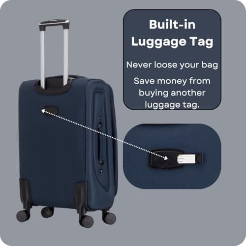 ATX Luggage 24" Medium Suitcase Soft Shell 73L Expandable Lightweight 20-23KG Hold Check in with 4 Spinner Wheels and Built-in 3 Digit Lock (Navy) — view 5