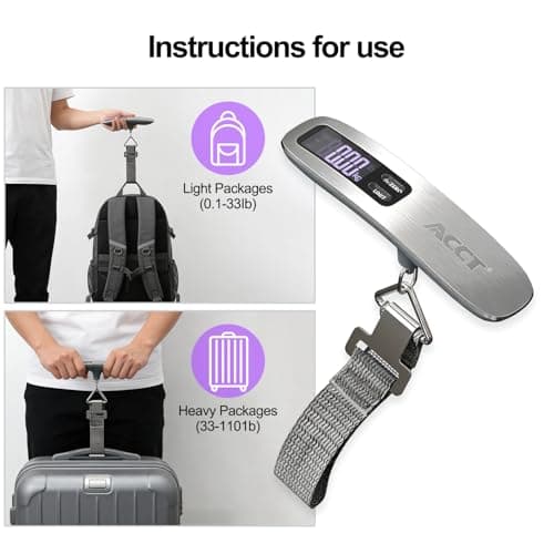 ACCT Luggage Scale with Tare Function, 110 lbs/50 kg Capacity, Gray — view 4