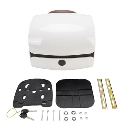 Dilwe Motorcycle Tail Top Box, ABS Lightweight Rain Proof Storage Trunk for Motorbike Luggage with 32L Capacity for Travelling (Bright White) — view 6