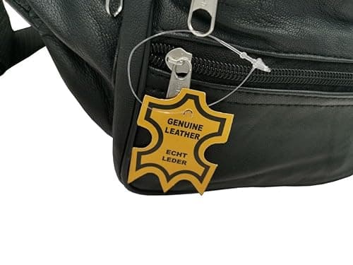 LTG 100% Genuine Leather Bum Bag – Black & Brown Fanny Pack Waist Belt with 4 Zipped Pockets – Unisex Travel Holiday Sports Gym Running Hip Purse Adjustable Strap — view 4