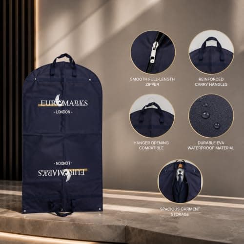 1 X Luxury Travel Suit Bags, Foldable Dress Bag, Garment Bags, Breathable Dust Proof Water proof Clothes Covers, Suit Protector with Zip, 105cm X 60cm — view 3