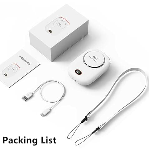 Mini Wearable Personal Fan Hanging Neck Fan Rechargeable Portable Summer Cooling Fan with Lanyard and Bracket Powerful 3 Speed 120 Degree Wide-angle Clip on Waist Outdoor Bladeless Small Fan (WHITE) — view 6