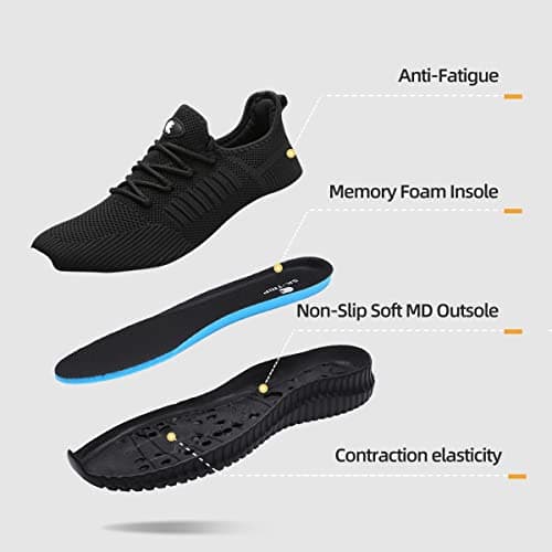 SK·TRIP Women's Walking Shoes Lightweight Breathable Flying Woven Mesh Upper Casual Jogging Shoes Ladies Tennis Shoes Workout Footwear Non-Slip Gym Sneakers for Women, Allblack, 5.5 UK — view 4