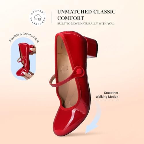 DREAM PAIRS Women's Low Heel Round Toe Slip On Dress Flats,Red,9 — view 5