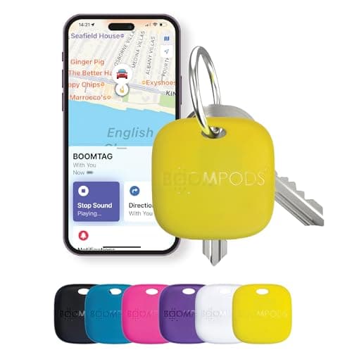 Boompods Tag Tracker Rechargeable Tracking Tag, Yellow