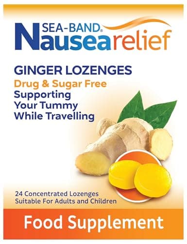 Sea-Band Travel Sickness Sugar Free Ginger Lozenges, 24 Lozenges