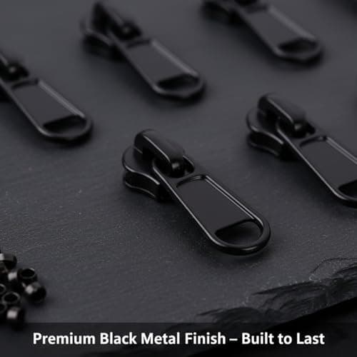 8 Pcs Zipper Repair Kit, Zip Pull Replacements in Black & Silver – 4 Sizes (#3#5#8#10) Detachable Zip Puller Set, Fix Zip on Coats Bags Luggage Backpacks​ (Black) — view 6
