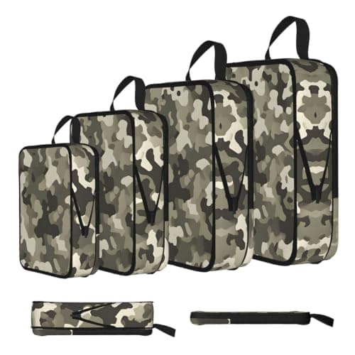 ESNAIUVCD Army Digital Camouflage Print 4 Set Compression Packing Cubes for Suitcases,Expandable Storage Bags Organizers