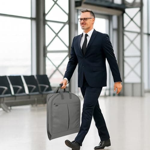 Large Foldable Premium Garment Carrier Suit Bag With Adjustable Handles - Wardrobe, Jacket, Dress Cover Storage for Men's Travel (Dark Grey) — view 2