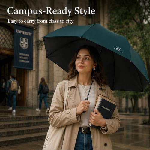 GEEKPC Compact UV Umbrella For Sun And Rain Protection - Lightweight Foldable Parasol With UPF50+ SPF 50, Portable Travel Umbrellas For Women Men Adults, Windproof Automatic Open Close Design — view 6