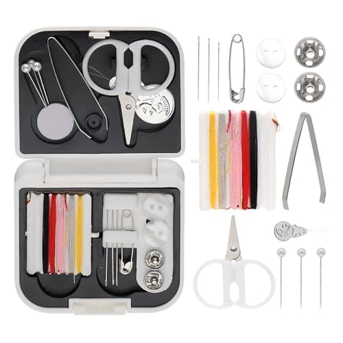 Siliget Mini Sewing Kit, Portable Sewing Supplies for Travel and Home Emergency, Small Basic Sewing Kits Accessories with Needles Threads Buttons Scissor (White)