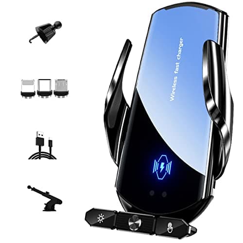 Wireless Car Charger Phone Holder,15W Magnetic Head Auto Clamping Charging