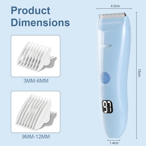 HOTUT Baby Hair Clippers,Waterproof Kids Quiet Hair Trimmer with 2 Guide Combs,Rechargeable Cordless Hair Cutting Machine,with Safe Ceramic Blades,with LCD Display,for Toddlers and Children(Blue) — view 2